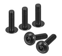 sourcing map Flanged Button Head Socket Cap Screws, 25 Pcs M8x35mm - 304 Stainless Steel Socket Drive Fasteners Bolts, Fully Thread Machine Screws for Furniture Installation (Black)