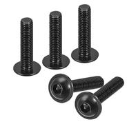 sourcing map Flanged Button Head Socket Cap Screws, 25 Pcs M8x40mm - 304 Stainless Steel Socket Drive Fasteners Bolts, Fully Thread Machine Screws for Furniture Installation (Black)