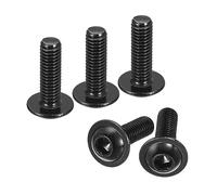 sourcing map Flanged Button Head Socket Cap Screws, 25pcs M6x20mm 304 Stainless Steel Black Oxide Socket Drive Fasteners Bolts, Fully Thread Machine Screws