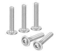sourcing map Flanged Button Head Socket Cap Screws,50 Pcs M4x22mm - 304 Stainless Steel Socket Drive Fasteners Bolts, Fully Thread Machine Screws for Furniture Installation (Silver)