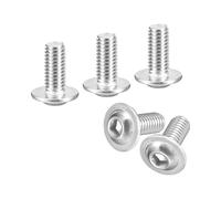 sourcing map Flanged Button Head Socket Cap Screws, 50 Pcs M6x14mm - 304 Stainless Steel Socket Drive Fasteners Bolts, Fully Thread Machine Screws for Furniture Installation (Silver)
