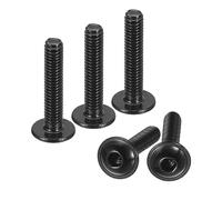 sourcing map Flanged Button Head Socket Cap Screws, 50pcs M4x20mm 304 Stainless Steel Black Oxide Socket Drive Fasteners Bolts, Fully Thread Machine Screws