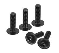 sourcing map Flanged Button Head Socket Cap Screws, 50pcs M5x18mm 304 Stainless Steel Black Oxide Socket Drive Fasteners Bolts, Fully Thread Machine Screws