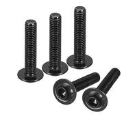 sourcing map Flanged Button Head Socket Cap Screws, 50pcs M6x30mm 304 Stainless Steel Black Oxide Socket Drive Fasteners Bolts, Fully Thread Machine Screws