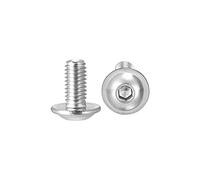 sourcing map Flanged Button Head Socket Cap Screws, M3*6mm Hex Socket Drive Screw, 304 Stainless Steel Fasteners Bolts, Fully Threaded Machine Screw 50Pcs