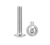 sourcing map Flanged Button Head Socket Cap Screws, M4*22mm Hex Socket Drive Screw, 304 Stainless Steel Fasteners Bolts, Fully Threaded Machine Screw 50Pcs