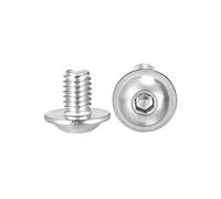 sourcing map Flanged Button Head Socket Cap Screws, M4*6mm Hex Socket Drive Screw, 304 Stainless Steel Fasteners Bolts, Fully Threaded Machine Screw 50Pcs