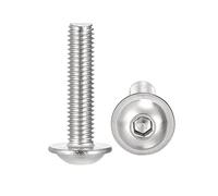 sourcing map Flanged Button Head Socket Cap Screws, M5*22mm Hex Socket Drive Screw, 304 Stainless Steel Fasteners Bolts, Fully Threaded Machine Screw 25Pcs