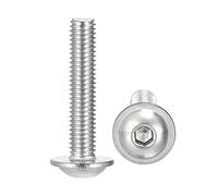 sourcing map Flanged Button Head Socket Cap Screws, M5*25mm Hex Socket Drive Screw, 304 Stainless Steel Fasteners Bolts, Fully Threaded Machine Screw 50Pcs