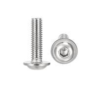 sourcing map Flanged Button Head Socket Cap Screws, M6*22mm Hex Socket Drive Screw, 304 Stainless Steel Fasteners Bolts, Fully Threaded Machine Screw 20Pcs