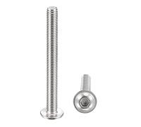 sourcing map Flanged Button Head Socket Cap Screws, M6x60mm Hex Socket Drive Screw, 304 Stainless Steel Fasteners Bolts, Fully Threaded Machine Screw 10Pcs