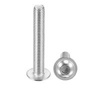sourcing map Flanged Button Head Socket Cap Screws, M8x55mm Hex Socket Drive Screw, 304 Stainless Steel Fasteners Bolts, Fully Threaded Machine Screw 10Pcs