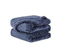sourcing map Flannel Fleece Bed Blankets, Soft Warm Microfiber Blanket, Mesh Fuzzy Plush 330GSM Lightweight Decorative Solid Blankets for Bed Navy Blue 70 x 100cm