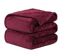 sourcing map Flannel Fleece Bed Blankets, Soft Warm Microfiber Blanket, Mesh Fuzzy Plush 330GSM Lightweight Decorative Solid Blankets for Bed Burgundy 150 x 200cm