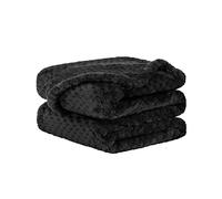 sourcing map Flannel Fleece Bed Blankets, Soft Warm Microfiber Blanket, Mesh Fuzzy Plush 330GSM Lightweight Decorative Solid Blankets for Bed Black 70 x 100cm