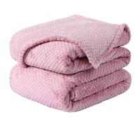 sourcing map Flannel Fleece Bed Blankets, Soft Warm Microfiber Blanket, Mesh Fuzzy Plush 330GSM Lightweight Decorative Solid Blankets for Bed Pink 180 x 200cm