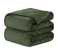 sourcing map Flannel Fleece Bed Blankets, Soft Warm Microfiber Blanket, Mesh Fuzzy Plush 330GSM Lightweight Decorative Solid Blankets for Bed Army Green 150 x 200cm