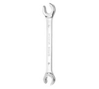 sourcing map Flare Nut Wrench 15mm x 17mm Metric Double Open End Thick Spanner Mirror Polish Finish 45# Steel Brake Line Wrench for Fuel Tube Hose Transmission Line, Silver