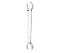 sourcing map Flare Nut Wrench 22mm x 24mm Metric Double Open End Thick Spanner Mirror Polish Finish 45# Steel Brake Line Wrench for Fuel Tube Hose Transmission Line, Silver