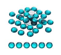sourcing map Flat Back Round Acrylic Rhinestones,12mm Aquamarine Flatback Crystal Rhinestones for Crafts Clothes Shoes DIY Decoration Gifts 50Pcs