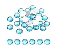 sourcing map Flat Back Round Acrylic Rhinestones,16mm Cyan Blue Flatback Crystal Rhinestones for Crafts Clothes Shoes DIY Decoration Gifts 50Pcs