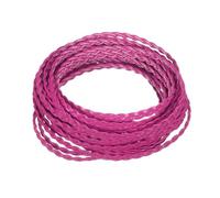 sourcing map Flat Braided Leather Cord, 5.5 Yards 5mm Faux Leather String, 3-Ply Crafts Braiding Straps for Jewelry Making Necklaces Purse Belt DIY Projects, Rose Red