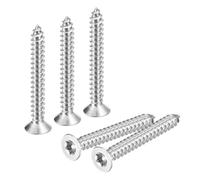 sourcing map Flat Countersunk Head Torx Screws, 100Pcs M4 x 35mm 304 Stainless Steel Tamper Proof Sheet Metal Screws with Bit T20, Self-Tapping Anti-Theft for Wood, Mechanical Industry (Silver)