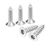 sourcing map Flat Countersunk Head Torx Screws, 100Pcs M5 x 20mm 304 Stainless Steel Tamper Proof Sheet Metal Screws with Bit T25, Self-Tapping Anti-Theft for Wood, Mechanical Industry (Silver)