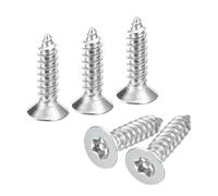 sourcing map Flat Countersunk Head Torx Screws, 100Pcs M6 x 16mm 304 Stainless Steel Tamper Proof Sheet Metal Screws with Bit T30, Self-Tapping Anti-Theft for Wood, Mechanical Industry (Silver)