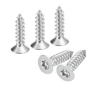 sourcing map Flat Countersunk Head Torx Screws, 100Pcs M6 x 25mm 304 Stainless Steel Tamper Proof Sheet Metal Screws with Bit T30, Self-Tapping Anti-Theft for Wood, Mechanical Industry (Silver)