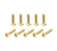 sourcing map Flat Head Socket Cap Screws, M2-0.4 x 10mm Brass Inner Hex Drive Fasteners Bolts 24Pcs