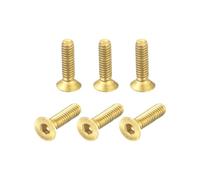 sourcing map Flat Head Socket Cap Screws, M2-0.4 x 8mm Brass Inner Hex Drive Fasteners Bolts 6Pcs