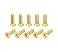 sourcing map Flat Head Socket Cap Screws, M2.5-0.45 x 10mm Brass Inner Hex Drive Fasteners Bolts 24Pcs