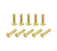 sourcing map Flat Head Socket Cap Screws, M2.5-0.45 x 12mm Brass Inner Hex Drive Fasteners Bolts 24Pcs