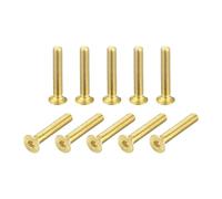 sourcing map Flat Head Socket Cap Screws, M2.5-0.45 x 16mm Brass Inner Hex Drive Fasteners Bolts 48Pcs