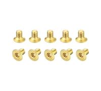 sourcing map Flat Head Socket Cap Screws, M2.5-0.45 x 4mm Brass Inner Hex Drive Fasteners Bolts 20Pcs