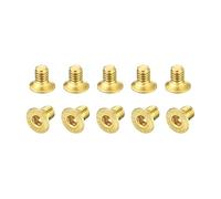 sourcing map Flat Head Socket Cap Screws, M2.5-0.45 x 4mm Brass Inner Hex Drive Fasteners Bolts 50Pcs