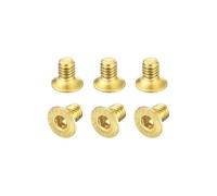 sourcing map Flat Head Socket Cap Screws, M2.5-0.45 x 4mm Brass Inner Hex Drive Fasteners Bolts 6Pcs