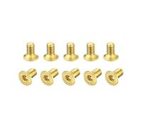 sourcing map Flat Head Socket Cap Screws, M2.5-0.45 x 5mm Brass Inner Hex Drive Fasteners Bolts 50Pcs