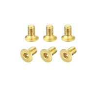 sourcing map Flat Head Socket Cap Screws, M2.5-0.45 x 5mm Brass Inner Hex Drive Fasteners Bolts 6Pcs