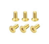 sourcing map Flat Head Socket Cap Screws, M2.5-0.45 x 6mm Brass Inner Hex Drive Fasteners Bolts 6Pcs
