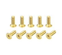 sourcing map Flat Head Socket Cap Screws, M2.5-0.45 x 8mm Brass Inner Hex Drive Fasteners Bolts 20Pcs