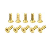sourcing map Flat Head Socket Cap Screws, M2.5-0.45 x 8mm Brass Inner Hex Drive Fasteners Bolts 50Pcs