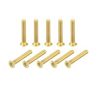 sourcing map Flat Head Socket Cap Screws, M3-0.5 x 20mm Brass Inner Hex Drive Fasteners Bolts 50Pcs