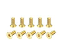 sourcing map Flat Head Socket Cap Screws, M3-0.5 x 8mm Brass Inner Hex Drive Fasteners Bolts 20Pcs