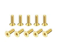 sourcing map Flat Head Socket Cap Screws, M3-0.5x10mm Brass Inner Hex Drive Fasteners Bolts 12Pcs