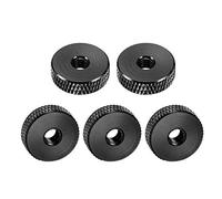 sourcing map Flat Knurled Nut - M5 x 16mm x 5mm Thumb Nuts Lock Adjusting Nuts Aluminum Alloy Black 5Pcs