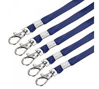 sourcing map Flat Lanyards, Neck Strap Lanyard Swivel Hook Clip for ID Name Tag Badge Holder Access Card, Navy Blue Pack of 5