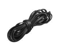 sourcing map Flat Leather Cord, 3.3 Yard 5mm Leather String Strips Lacing for DIY Crafts Making Bracelet Purse Strap, Black