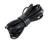 sourcing map Flat Leather Cord, 5.5 Yard 6mm Leather String Strips Lacing for DIY Crafts Making Bracelet Purse Strap, Black